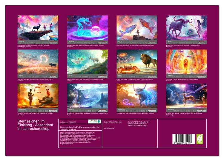 Produktbild: Sternzeichen im Einklang - Aszendent im Jahreshoroskop (hochwertiger Premium Wandkalender 2026 DIN A2 quer), Kunstdruck in Hochglanz
