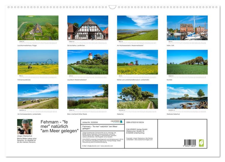 Produktbild: Fehmarn - "fe mer" nat&uuml;rlich "am Meer gelegen" (Wandkalender 2026 DIN A2 quer), CALVENDO Monatskalender