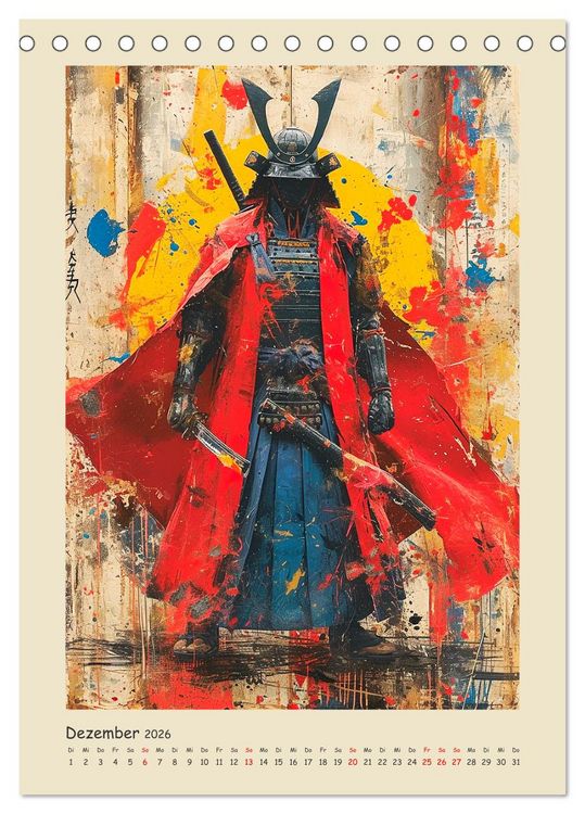 Produktbild: Samurai. Kunstvolle Darstellungen historischer Krieger (Tischkalender 2026 DIN A5 hoch), CALVENDO Monatskalender