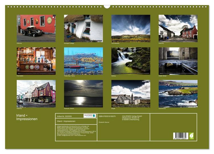 Produktbild: Irland &bull; Impressionen (Wandkalender 2026 DIN A2 quer), CALVENDO Monatskalender