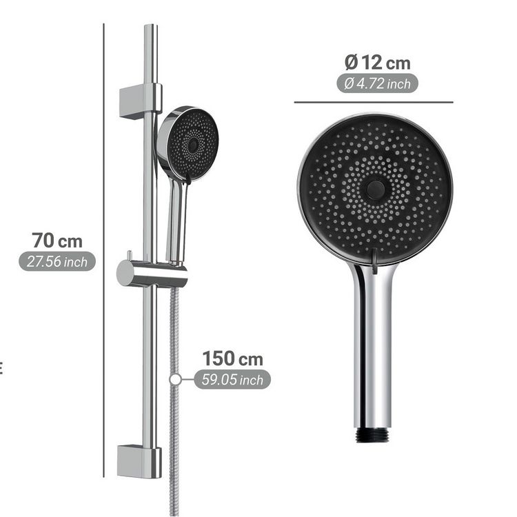 Produktbild: Brauseset Mod. Softwater, 70 cm, chrom, Edelstahl, mikrotropfen-technologie f&uuml;r sanftes duschen