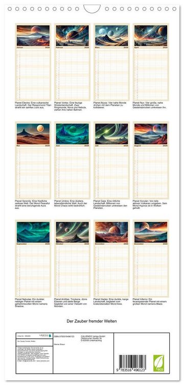 Produktbild: Familienplaner 2026 - Der Zauber fremder Welten mit 5 Spalten (Wandkalender, 21 x 45 cm) CALVENDO
