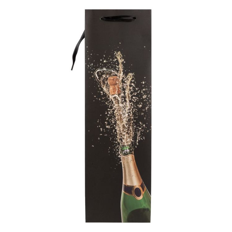 Produktbild: Idena Flaschentasche Sektflasche schwarz 12x39x10cm 210g/m&sup2;