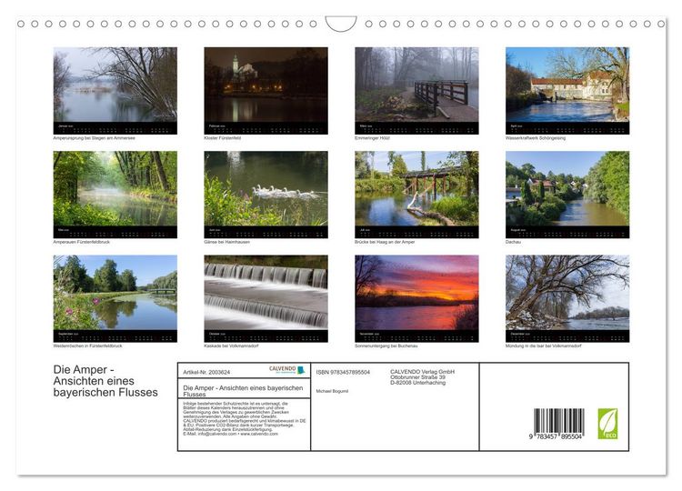 Produktbild: Die Amper - Ansichten eines bayerischen Flusses (Wandkalender 2026 DIN A3 quer), CALVENDO Monatskalender