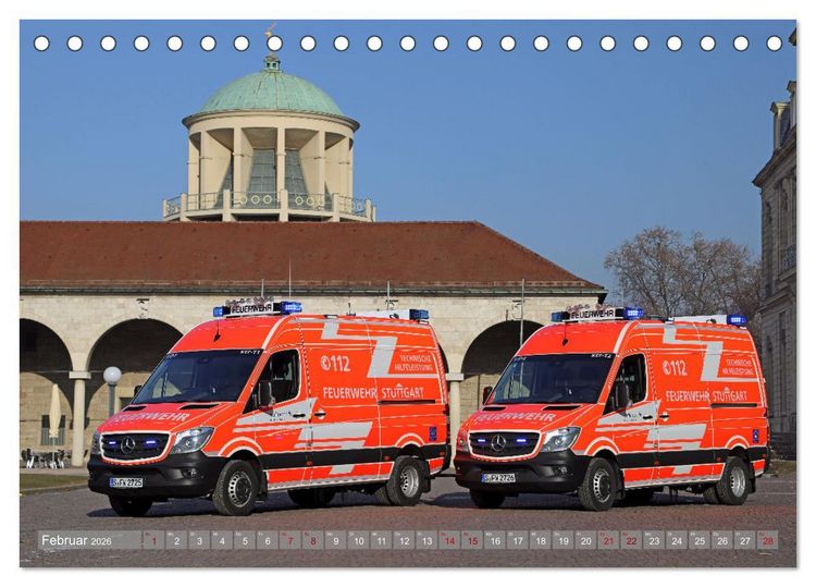 Produktbild: Einsatzfahrzeuge der Feuerwehr Stuttgart (Tischkalender 2026 DIN A5 quer), CALVENDO Monatskalender