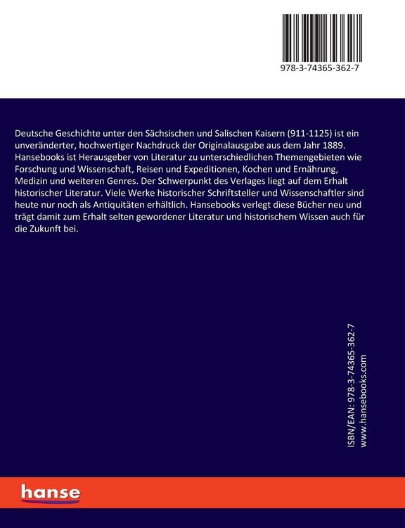 Produktbild: Deutsche Geschichte unter den S&auml;chsischen und Salischen Kaisern (911-1125)