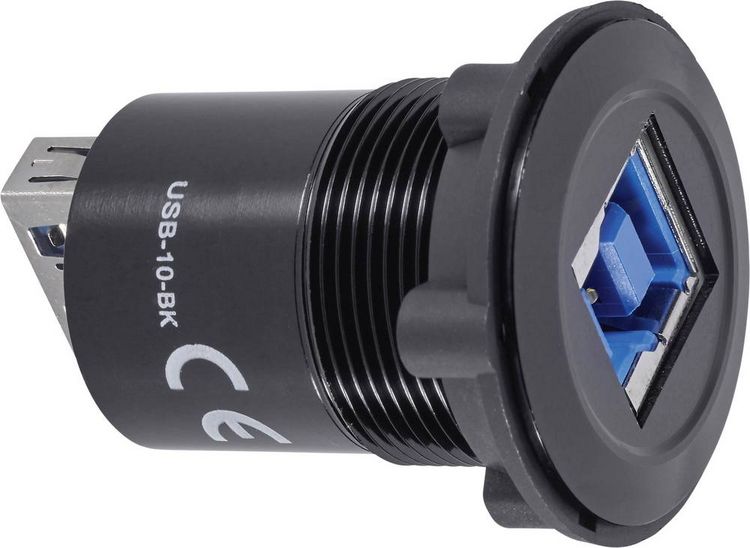 Produktbild: TRU Components USB-10-BK USB-Einbaubuchse 3.0 Buchse, Einbau Inhalt: 1St.