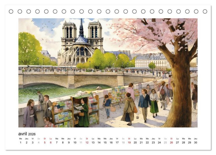 Produktbild: Paris, ville d'amour (Calendrier de bureau 2026 DIN A5 vertical), CALVENDO calendrier mensuel