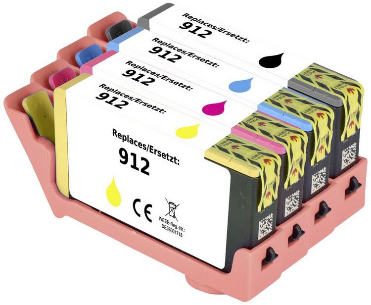 Produktbild: Renkforce Druckerpatrone ersetzt HP 912, 6ZC74AE, 3YL80AE, 3YL77AE, 3YL78AE, 3YL79AE Kompatibel Kombi-Pack Schwarz, Cyan, Magenta, Gelb RF-5718852