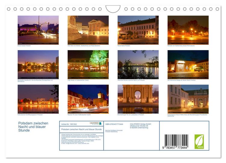 Produktbild: Potsdam zwischen Nacht und blauer Stunde (Wandkalender 2026 DIN A4 quer), CALVENDO Monatskalender