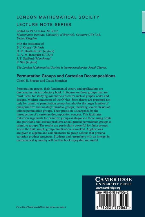Produktbild: Permutation Groups and Cartesian Decompositions