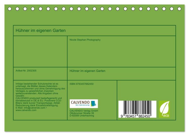 Produktbild: H&uuml;hner im eigenen Garten (Tischkalender 2026 DIN A5 quer), CALVENDO Monatskalender