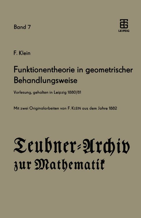 Produktbild: Funktionentheorie in geometrischer Behandlungsweise