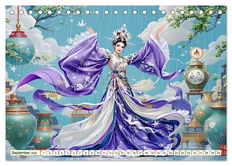 Produktbild: Rhythmus der chinesischen Anmut (Tischkalender 2026 DIN A5 quer), CALVENDO Monatskalender