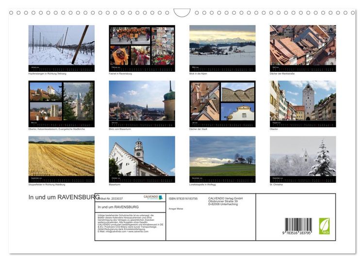 Produktbild: In und um RAVENSBURG (Wandkalender 2026 DIN A3 quer), CALVENDO Monatskalender
