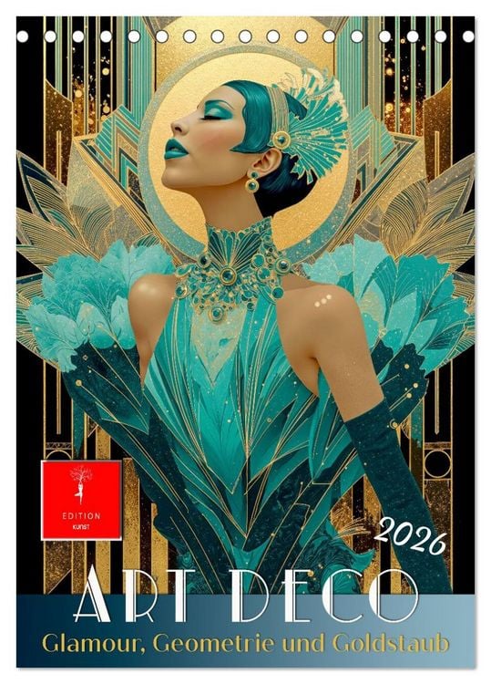 Produktbild: Art Deco - Glamour, Geometrie und Goldstaub (Tischkalender 2026 DIN A5 hoch), CALVENDO Monatskalender