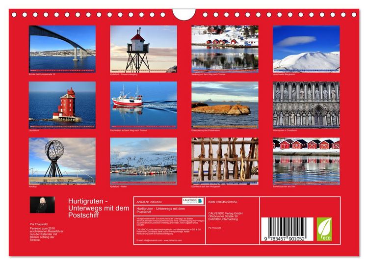 Produktbild: Hurtigruten - Unterwegs mit dem Postschiff (Wandkalender 2026 DIN A4 quer), CALVENDO Monatskalender