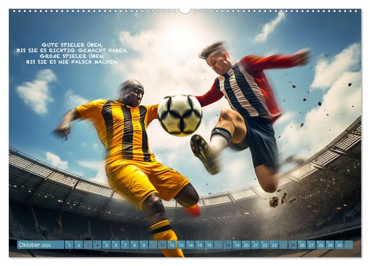 Produktbild: Fu&szlig;ball und tolle Spr&uuml;che (hochwertiger Premium Wandkalender 2026 DIN A2 quer), Kunstdruck in Hochglanz