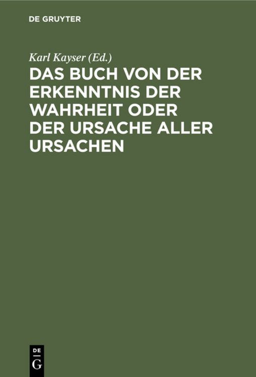 Produktbild: Das Buch von der Erkenntnis der Wahrheit oder der Ursache aller Ursachen