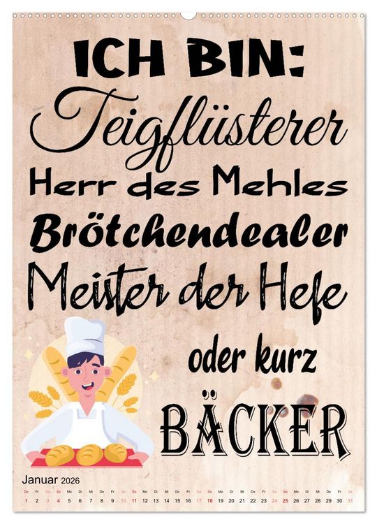 Produktbild: B&auml;ckerspr&uuml;che (hochwertiger Premium Wandkalender 2026 DIN A2 hoch), Kunstdruck in Hochglanz
