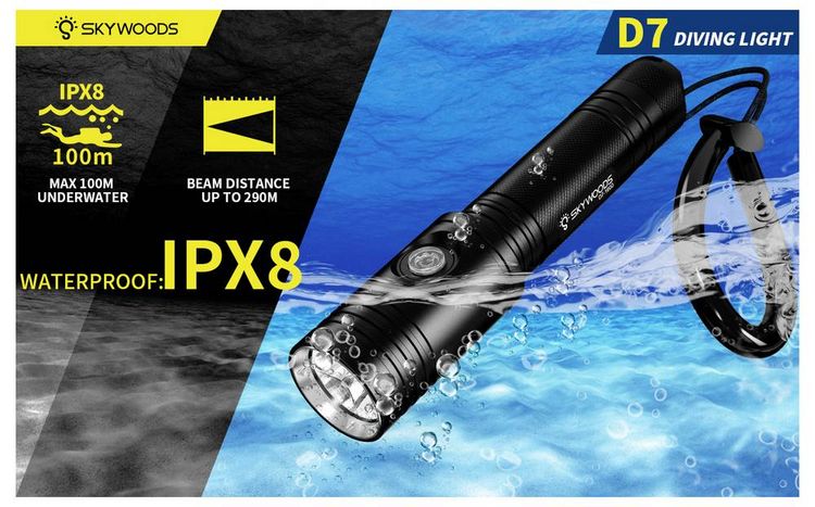 Produktbild: Skywoods 738874870022 LED Taucherlampe 1600lm akkubetrieben Schwarz