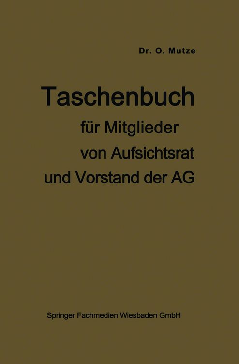 Produktbild: Taschenbuch f&uuml;r Mitglieder von Aufsichtsrat und Vorstand der AG
