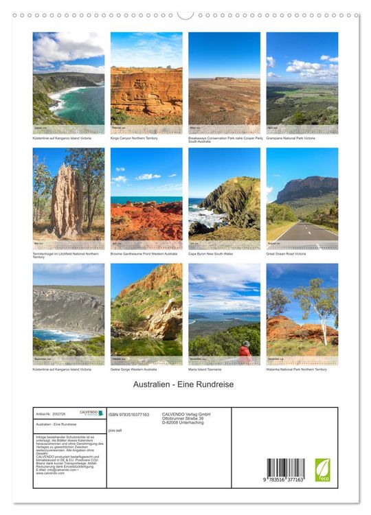 Produktbild: Australien - Eine Rundreise (hochwertiger Premium Wandkalender 2026 DIN A2 hoch), Kunstdruck in Hochglanz