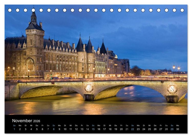 Produktbild: Paris bei Nacht 2026 (Tischkalender 2026 DIN A5 quer), CALVENDO Monatskalender