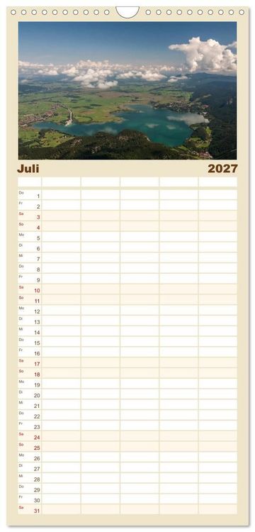 Produktbild: Familienplaner 2027 - Berge und Seen rund um die Zugspitze mit 5 Spalten (Wandkalender, 21 x 45 cm) CALVENDO