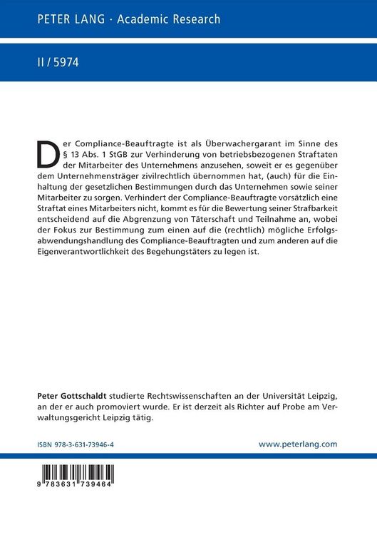 Produktbild: Die zivilrechtlich begr&uuml;ndete Garantenpflicht des Compliance-Beauftragten im Sinne des &sect; 13 Abs. 1 StGB