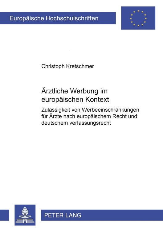Produktbild: &Auml;rztliche Werbung im europ&auml;ischen Kontext