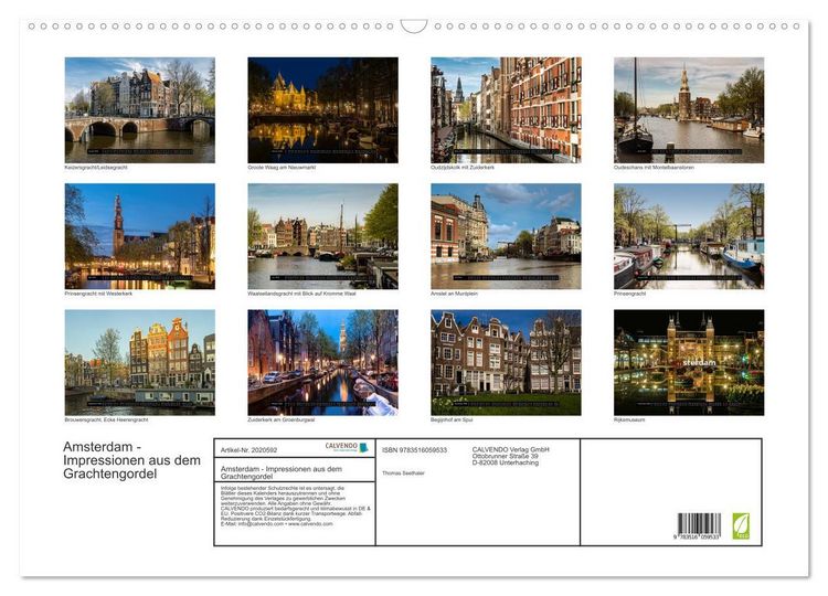 Produktbild: Amsterdam - Impressionen aus dem Grachtengordel (Wandkalender 2026 DIN A2 quer), CALVENDO Monatskalender