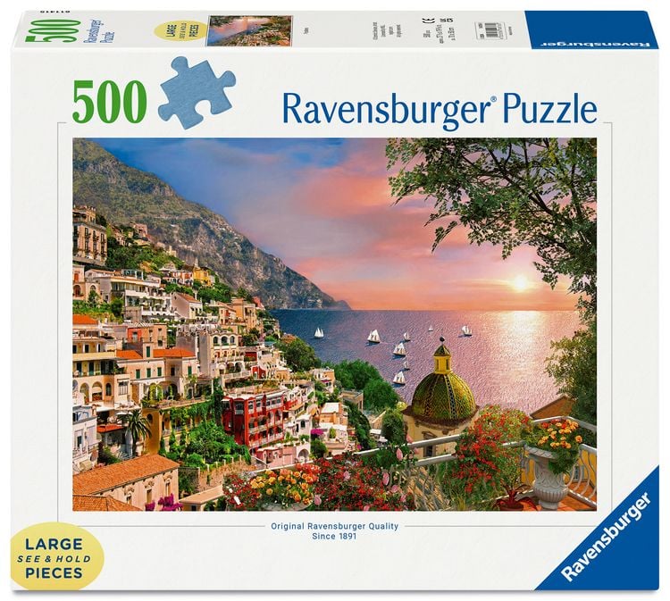 Produktbild: Erwachsenenpuzzle 500 Teile - Positano - Puzzlespa&szlig; mit gr&ouml;&szlig;eren Puzzleteilen f&uuml;r die ganze Familie