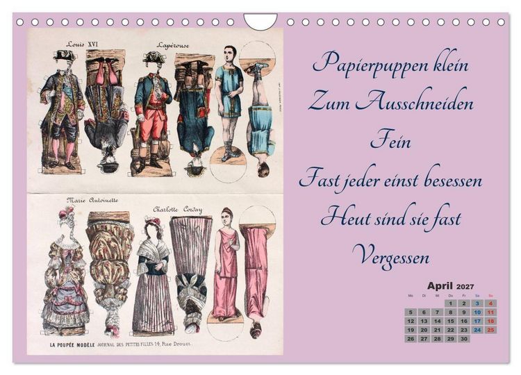 Produktbild: Papierpuppenpoesie (Wandkalender 2027 DIN A4 quer), CALVENDO Monatskalender