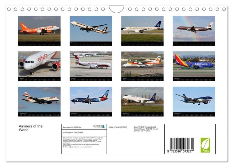 Produktbild: Airliners of the World (Wall Calendar 2026 DIN A4 landscape), CALVENDO 12 Month Wall Calendar