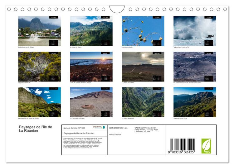 Produktbild: Paysages de l'&icirc;le de La R&eacute;union (Calendrier mural 2026 DIN A4 vertical), CALVENDO calendrier mensuel