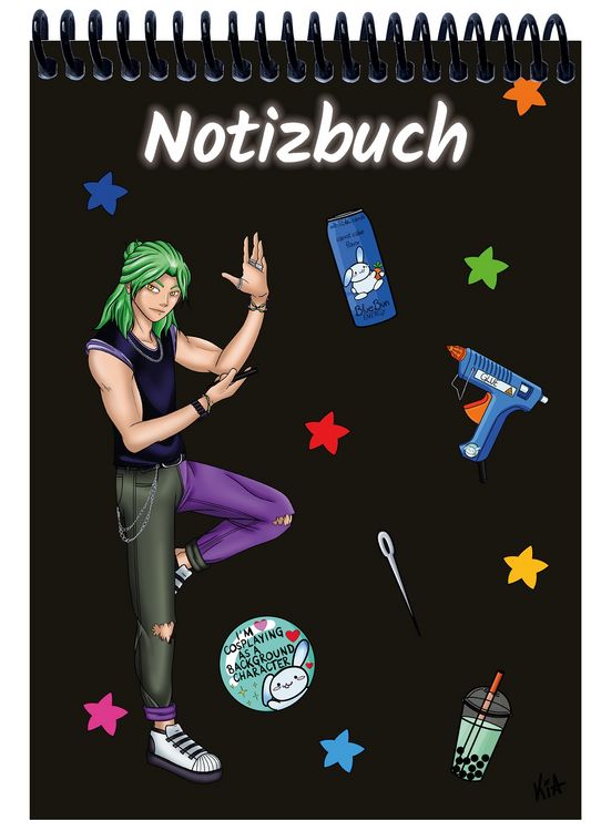 Produktbild: A 5 Notizblock Manga Quinn, schwarz, kariert