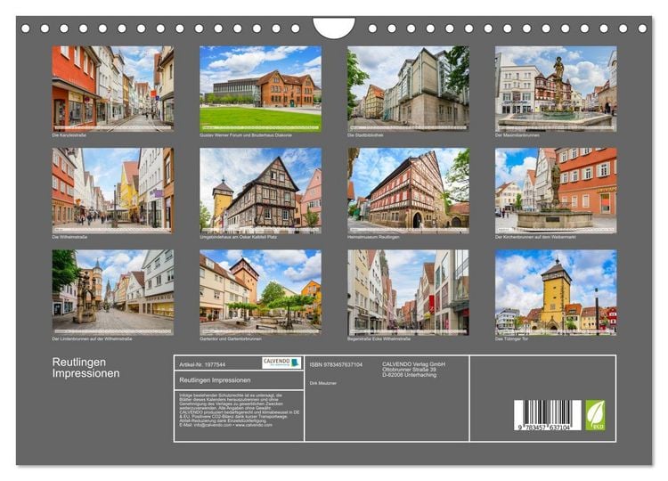 Produktbild: Reutlingen Impressionen (Wandkalender 2026 DIN A4 quer), CALVENDO Monatskalender