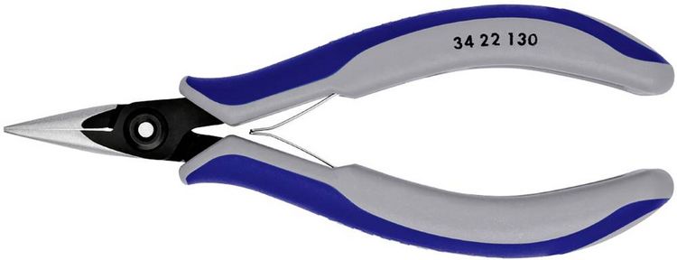 Produktbild: Knipex 34 22 130 Elektrotechnik und Feinwerktechnik Flachrundzange Gerade Chrom-Vanadium Kugellagerstahl 135 mm