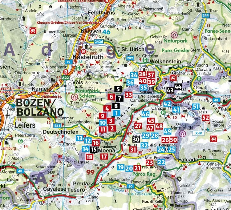Produktbild: ROTHER Wanderf&uuml;hrer Dolomiten - Fassatal. 52 Touren &ndash; mit Rosengarten, Langkofel, Sella und Marmolada