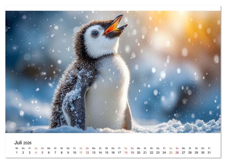 Produktbild: Pinguine - ein Jahr voller Meer (Wandkalender 2026 DIN A3 quer), CALVENDO Monatskalender