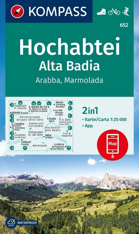Produktbild: KOMPASS Wanderkarte 652 Hochabtei / Alta Badia, Arabba , Mar