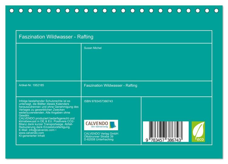 Produktbild: Faszination Wildwasser - Rafting (Tischkalender 2026 DIN A5 quer), CALVENDO Monatskalender