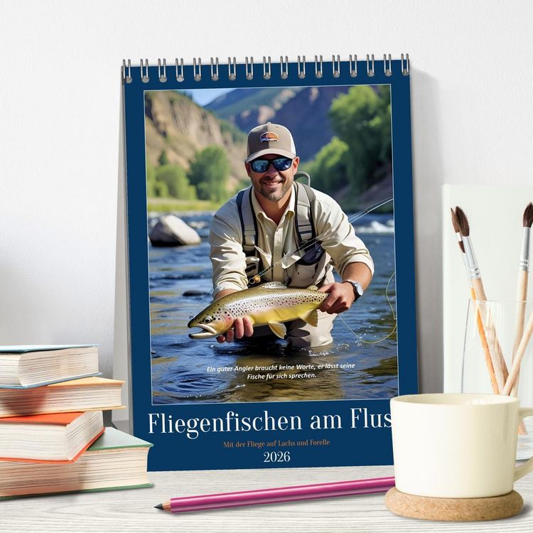 Produktbild: Fliegenfischen am Fluss (Tischkalender 2026 DIN A5 hoch), CALVENDO Monatskalender