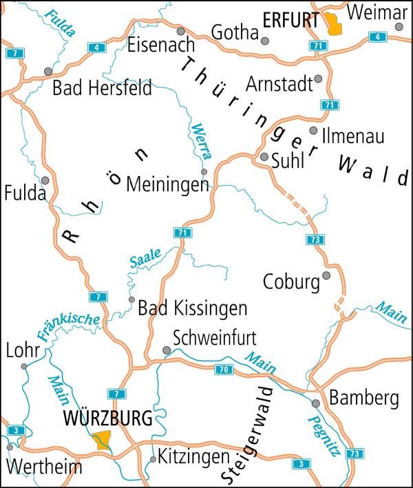 Produktbild: BVA ADFC Radtourenkarte Th&uuml;ringer Wald Rh&ouml;n 1:150.000