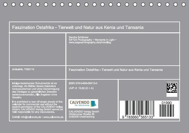 Produktbild: Faszination Ostafrika - Tierwelt und Natur aus Kenia und Tansania (Tischkalender immerw&auml;hrend DIN A5 quer)