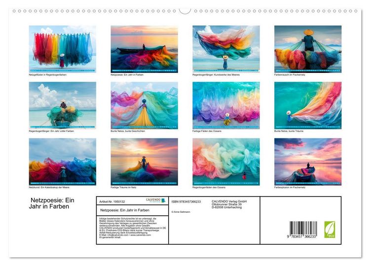 Produktbild: Netzpoesie: Ein Jahr in Farben (hochwertiger Premium Wandkalender 2026 DIN A2 quer), Kunstdruck in Hochglanz