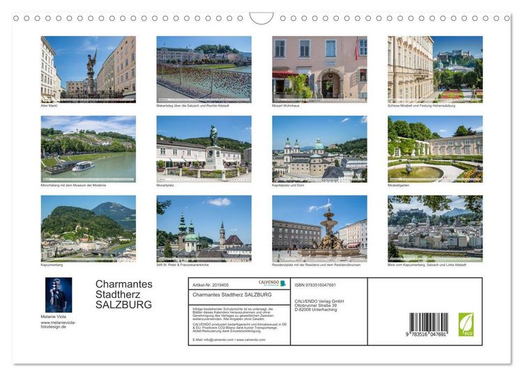 Produktbild: Charmantes Stadtherz SALZBURG (Wandkalender 2026 DIN A3 quer), CALVENDO Monatskalender