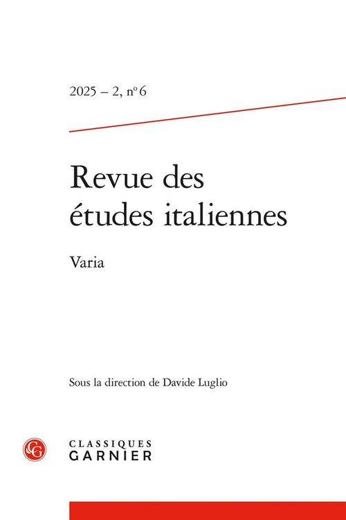 Produktbild: Revue des Etudes Italiennes N.6 ; Varia (Edition 2025)