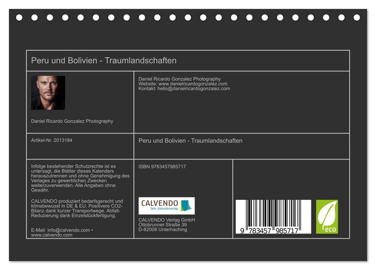 Produktbild: Peru und Bolivien - Traumlandschaften (Tischkalender 2026 DIN A5 quer), CALVENDO Monatskalender